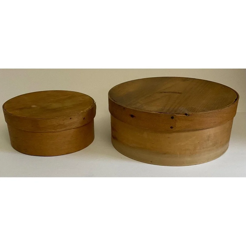 Antique Wooden Pantry Boxes Stackable Nesting Sweet Oranges Label Set of 2